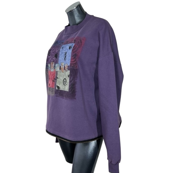 VTG NU VIEWS Purple Multi Color Artsy Design Long Sleeve Sweatshirt Women's XL - Picture 4 of 16